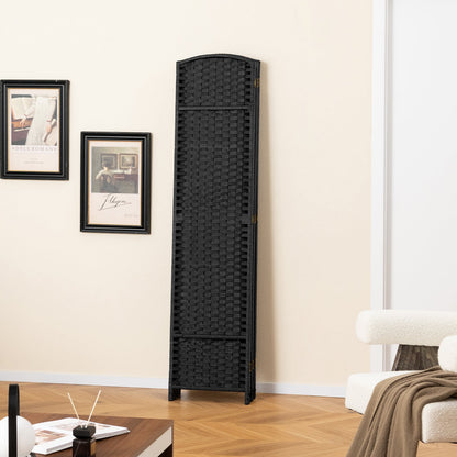 6-Panel Room Divider 5.6 FT Tall Folding Privacy Screen with Hand-woven Texture