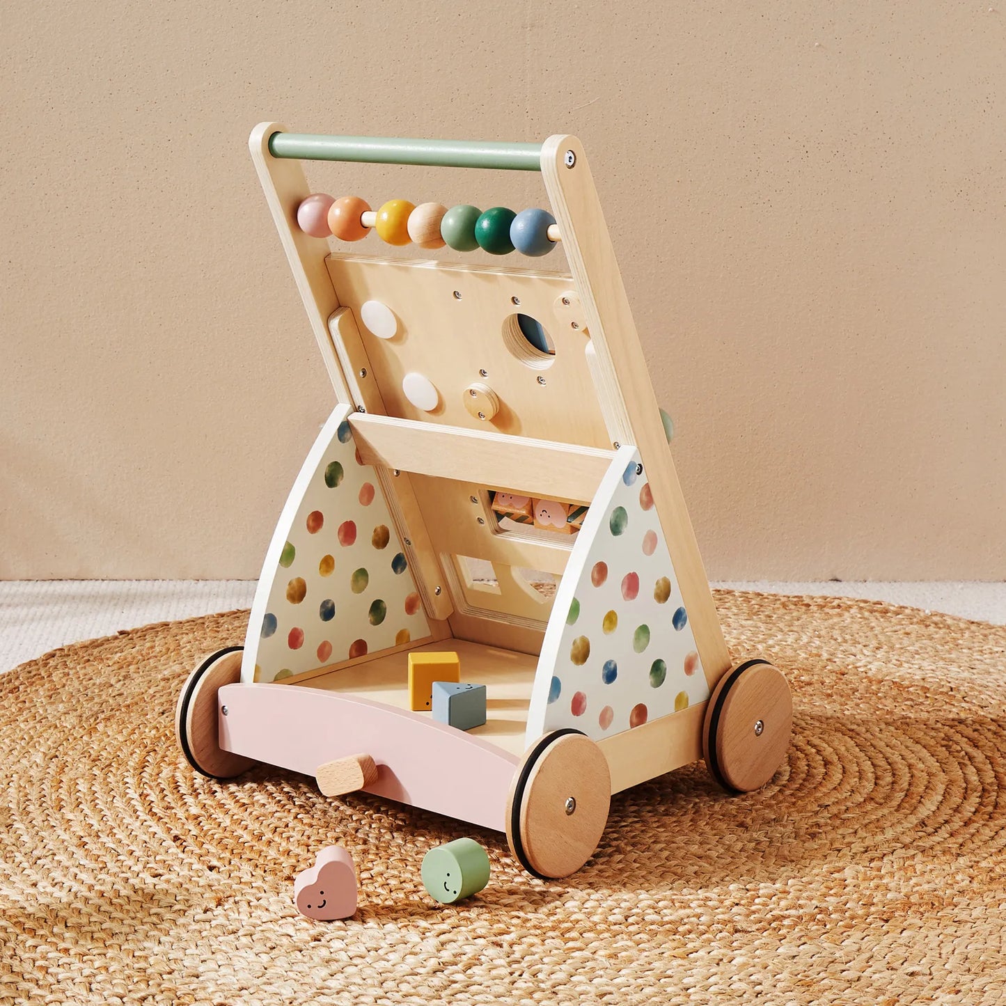 Tiny Land® Versatile Natural Wooden Baby Walker