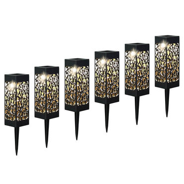 6-Pack: Outdoor Solar Light Powered Garden Pathway Lights Waterproof Hollow with Ground Spike