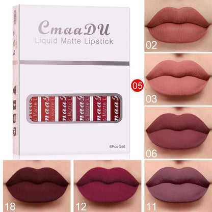 6 Piece Matte Waterproof Lipstick Long Lasting Set