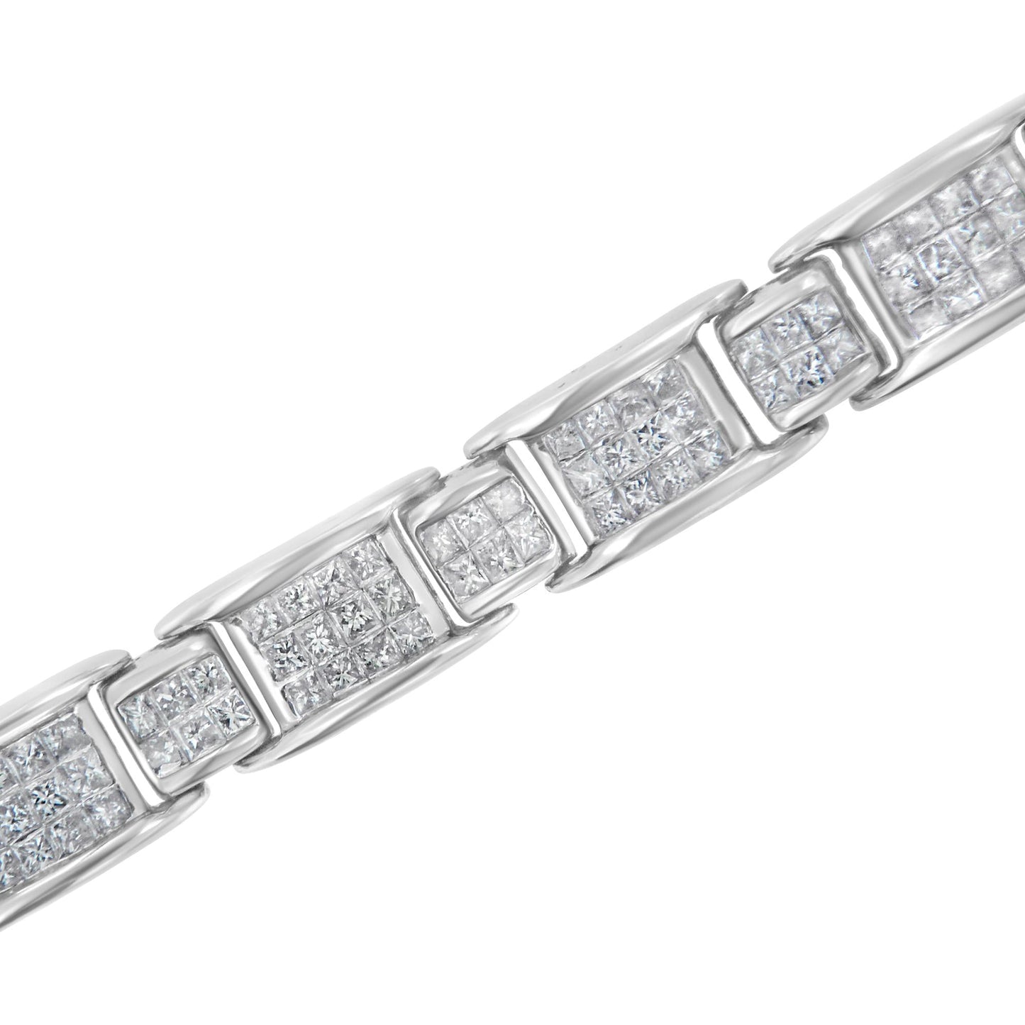 Princess Diamond Buckle Link Bracelet in 18K White Gold – 5.0 Cttw