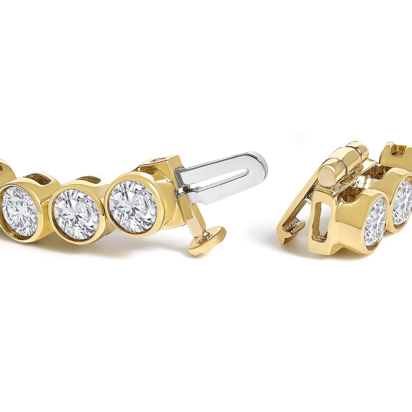 Bezel Set Round Diamond Tennis Bracelet in 10K Yellow Gold – 8.00 Cttw