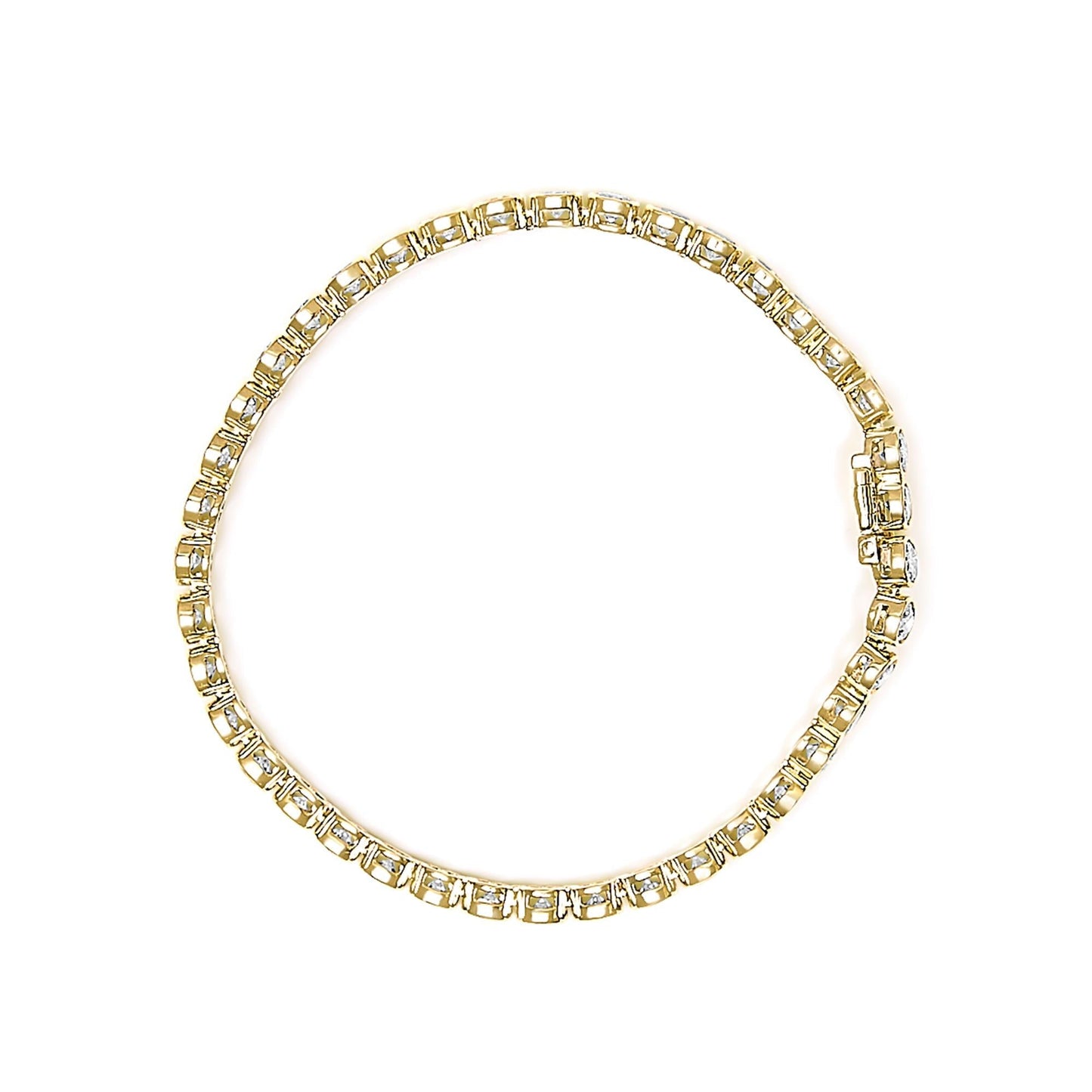 Bezel Set Round Diamond Tennis Bracelet in 10K Yellow Gold – 8.00 Cttw