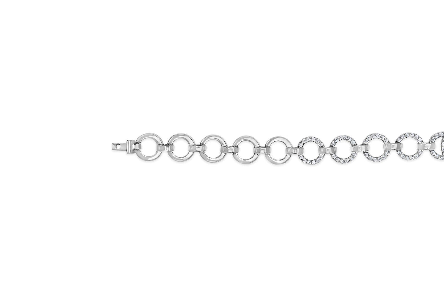 Diamond Open Circle Link Bracelet in Rhodium-Plated Silver – 1.00 ct