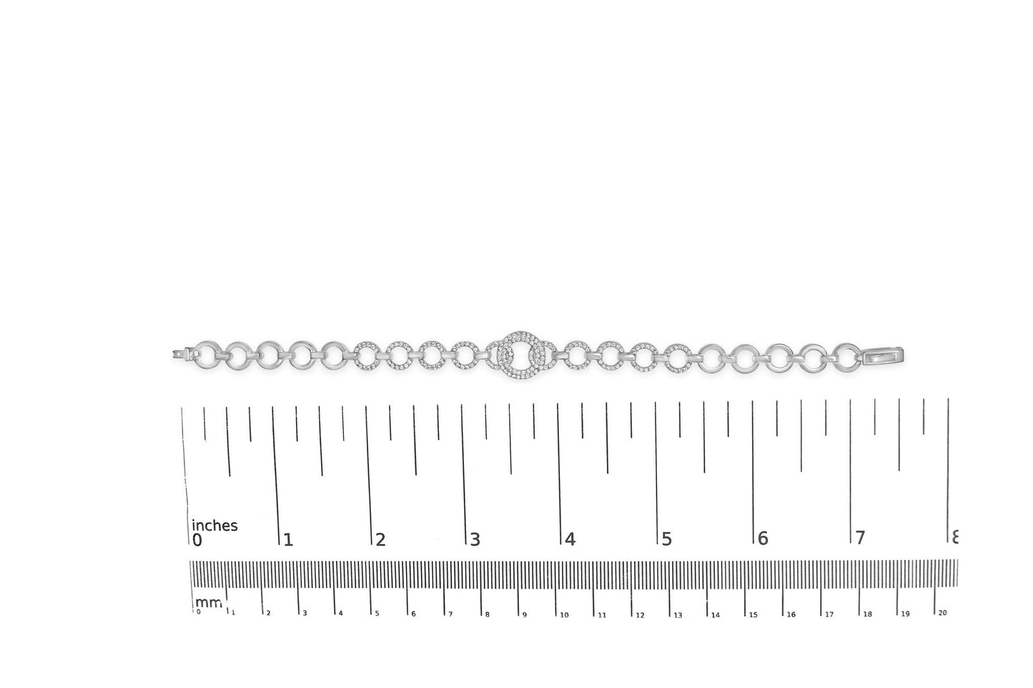 Diamond Open Circle Link Bracelet in Rhodium-Plated Silver – 1.00 ct