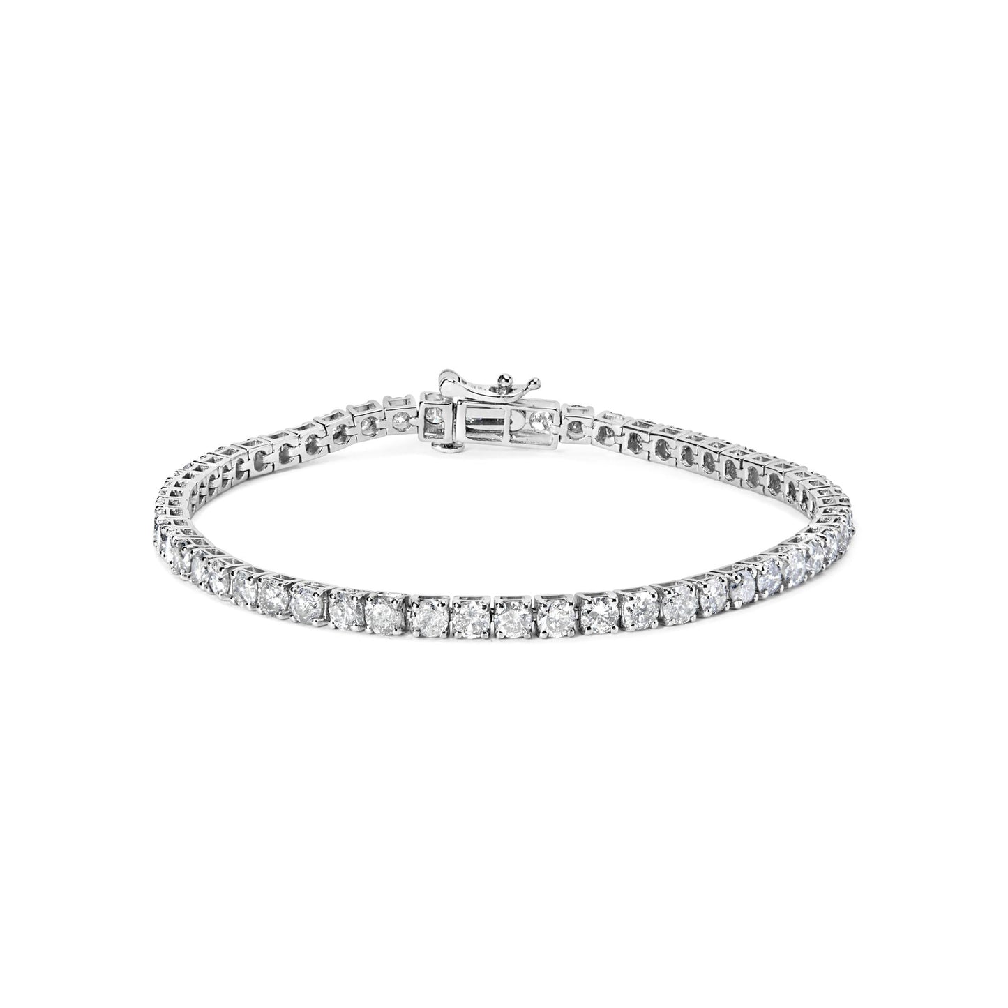 Classic Natural Diamond Tennis Bracelet in Rhodium-Plated 10K White Gold – 6 Cttw