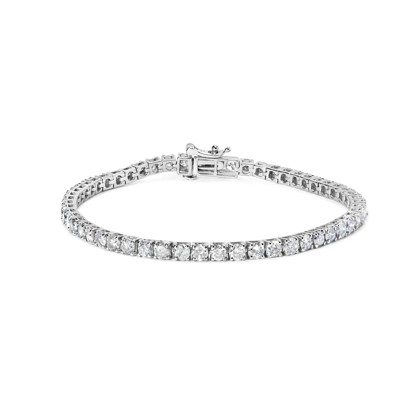 Classic Natural Diamond Tennis Bracelet in Rhodium-Plated 10K White Gold – 6 Cttw