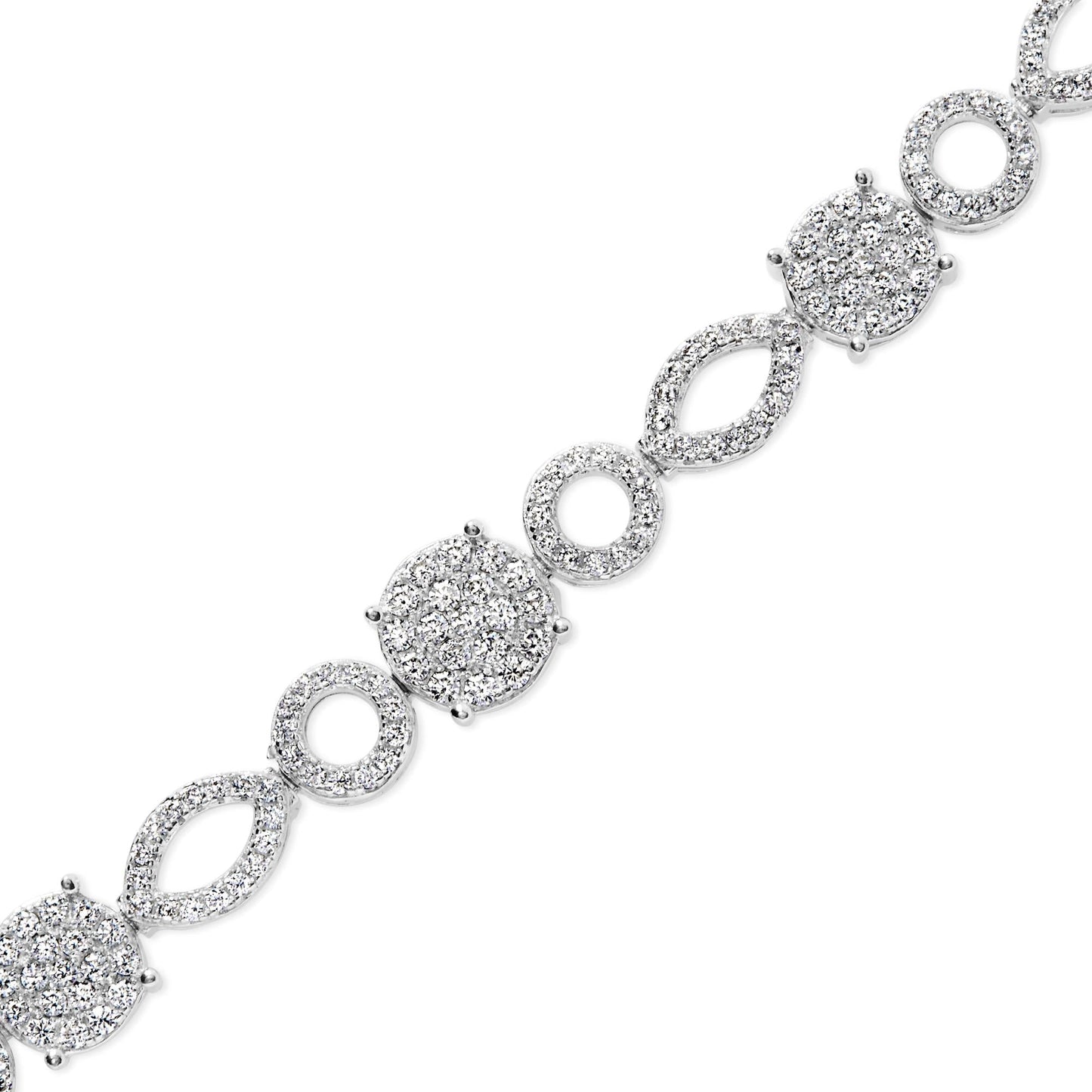 Diamond Alternating Circle & Marquise Link Bracelet in 10K White Gold – 3.00 Cttw