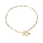 Diamond Star Charm Paperclip Bracelet in 18K Gold-Plated Sterling Silver