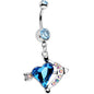 Aqua Aurora Gem Cupids Aim Arrow and Heart Dangle Belly Ring