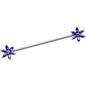 14G Purple CZ Pimpernel Flower Ends Industrial Barbell 40mm