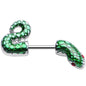16G 1/4 Green Slithering Snake Double Helix Cartilage Earring