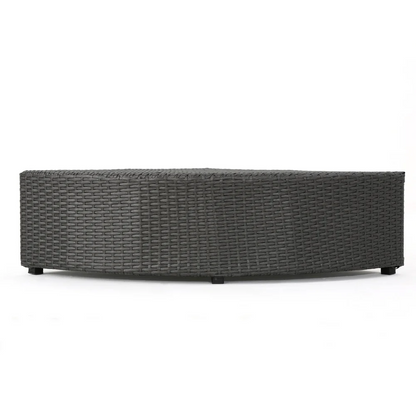 Outdoor Sectional Set PE Rattan Iron Dark Brown 8 Piece