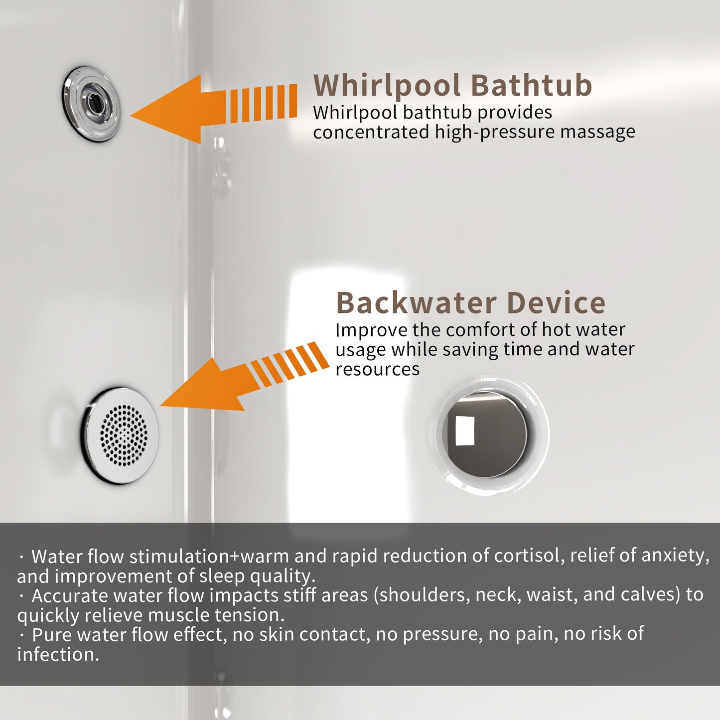 67' Rectangle Acrylic Whirlpool Bathtub Freestanding Soaker Tub Chrome Drain cUPC