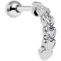 16G 1/4 Stainless Steel Falling Hearts Tragus Cartilage Earring