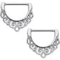 14G 9/16 Stainless Steel Fancy Filigree Nipple Clicker Set