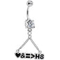 Clear Gem Love and Equality Over Hate Banner Heart Dangle Belly Ring