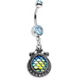 Aqua Gem Iridescent Blue Green Mermaid Scales Dangle Belly Ring