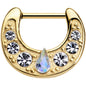 16G 5/16 Gold Plated Aurora Teardrop Clear Gem Septum Clicker