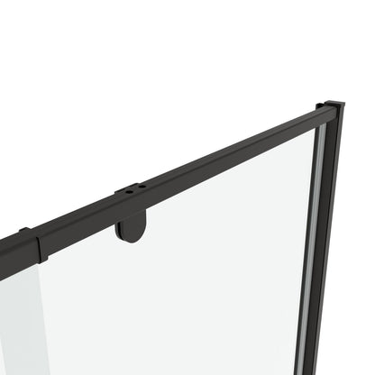 56-60in W x 71in H Pivot Swing Glass Shower Door, Matte Black, 6mm Clear SGCC