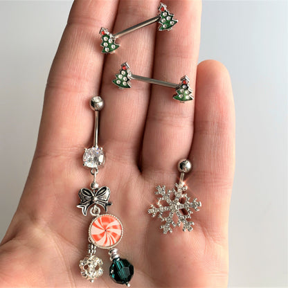 Clear Gem Winter Wonderland Snowflake Belly Ring