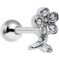 16G 1/4 Clear Gem Petal Flower Left Ear Cartilage Earring