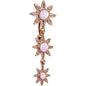 White Faux Opal Rose Gold Plated Flower Top Mount Dangle Belly Ring