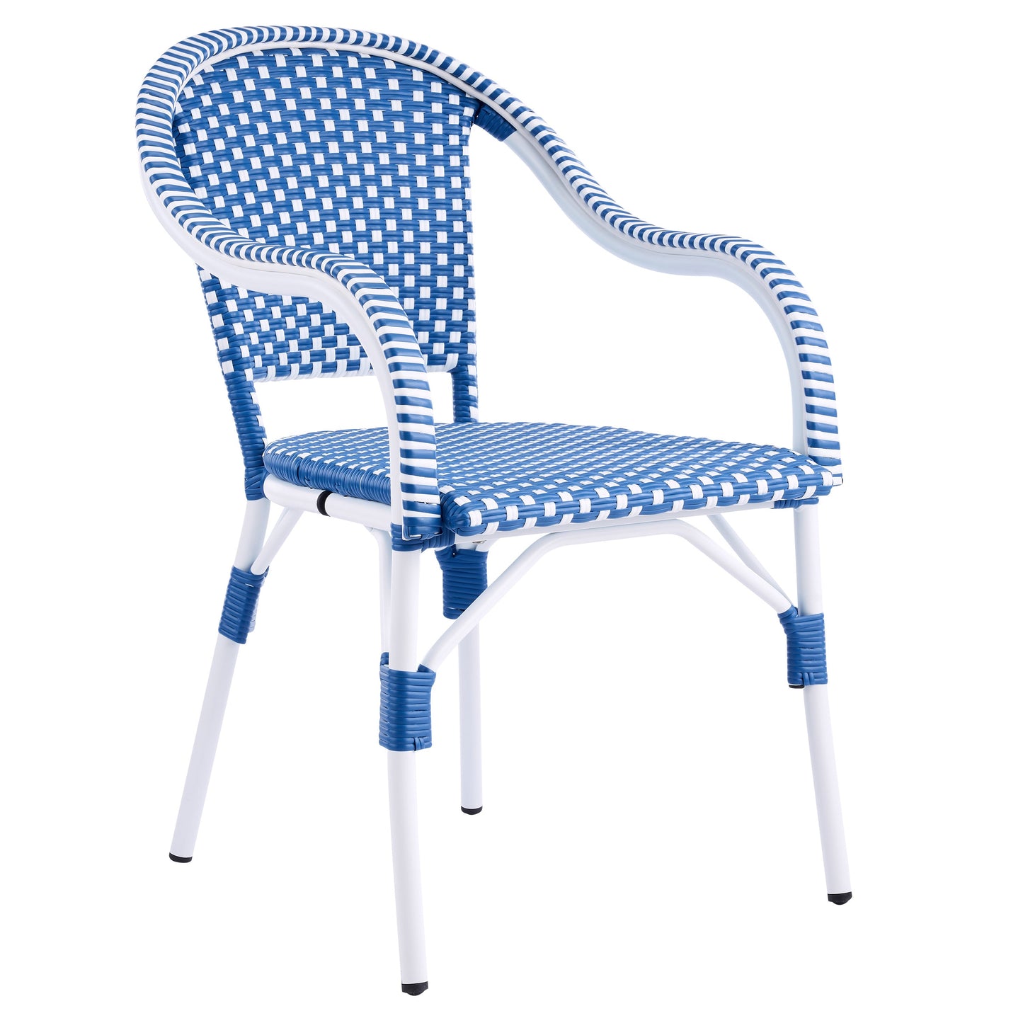 Outdoor Bistro Chairs Patio Dining Chairs Aluminum Frame PP Rattan Armchairs Set of 2