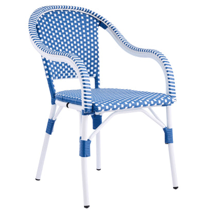Outdoor Bistro Chairs Patio Dining Chairs Aluminum Frame PP Rattan Armchairs Set of 2