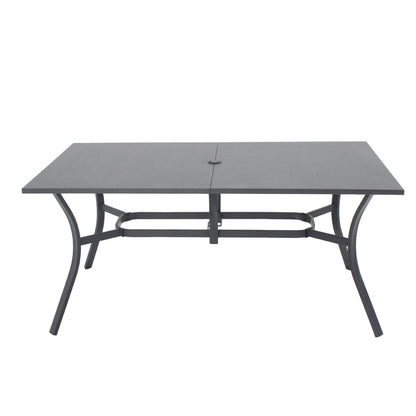 7 Piece Outdoor Dining Set Seats 6 Steel Wood Grain