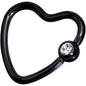 16G 1/2 Clear Black Anodized Titanium Heart Closure Captive Ring
