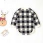 One-piece long-sleeved plaid one-piece triangle romper crawl