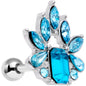 16G 1/4 Aqua Gem Tiara Flower Cartilage Tragus Earring
