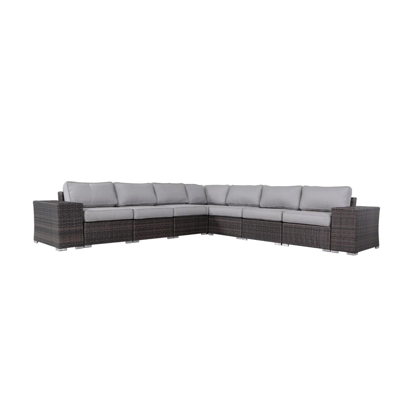 Outdoor Sectional Sofa HDPE Wicker Brown Fully Assembled Seats 6