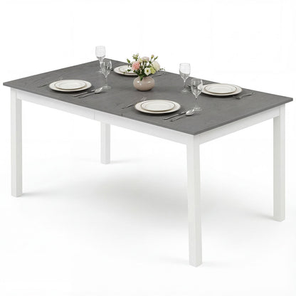 60 Inch Rectangular Dinner Table with Solid Rubber Wood Legs