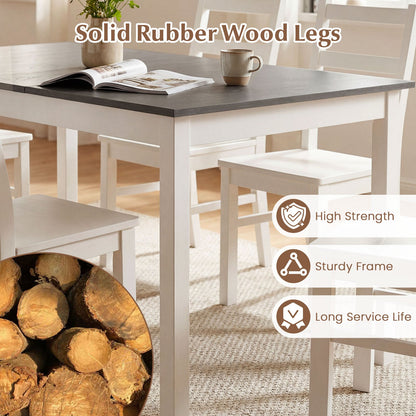 60 Inch Rectangular Dinner Table with Solid Rubber Wood Legs