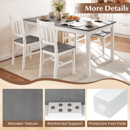 60 Inch Rectangular Dinner Table with Solid Rubber Wood Legs
