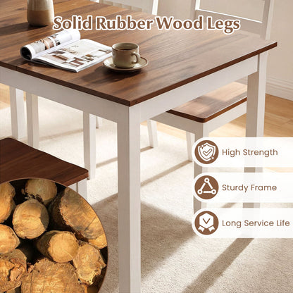 60 Inch Rectangular Dinner Table with Solid Rubber Wood Legs