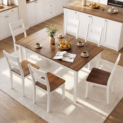 60 Inch Rectangular Dinner Table with Solid Rubber Wood Legs