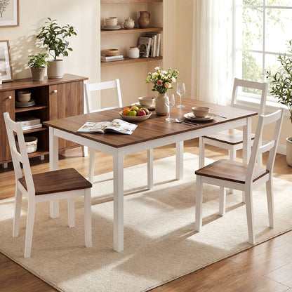 60 Inch Rectangular Dinner Table with Solid Rubber Wood Legs