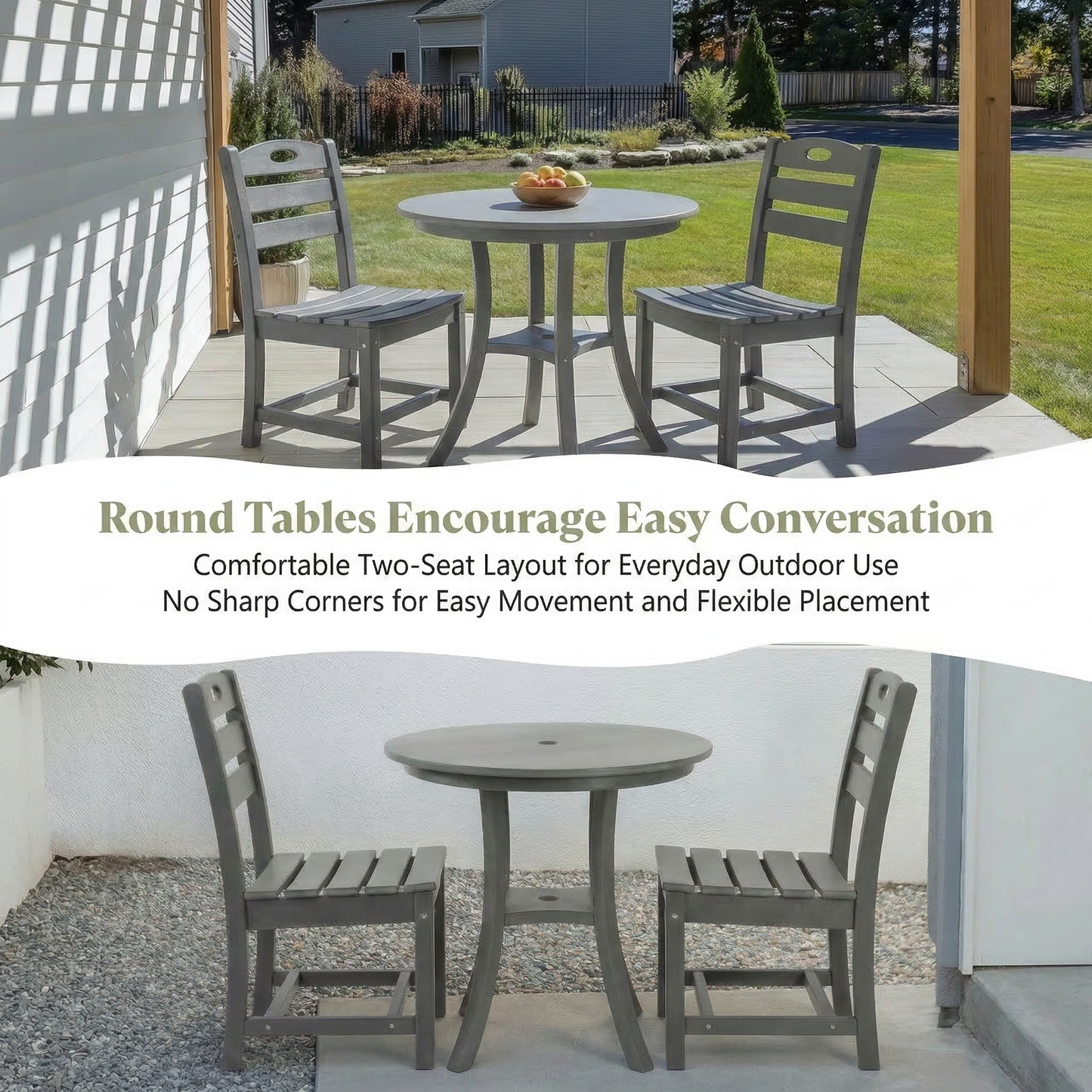 Outdoor Bistro Dining Set Round Table 2 Seat