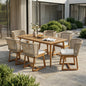 Outdoor Dining Set Acacia Wood Wicker Chair Teak Beige Cushion 7 Piece