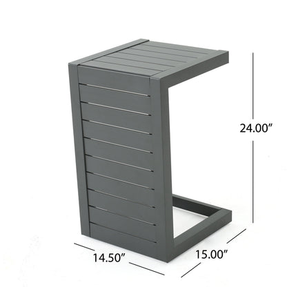 Outdoor C-Shape Side Table Aluminum Gray 14.5x15x24