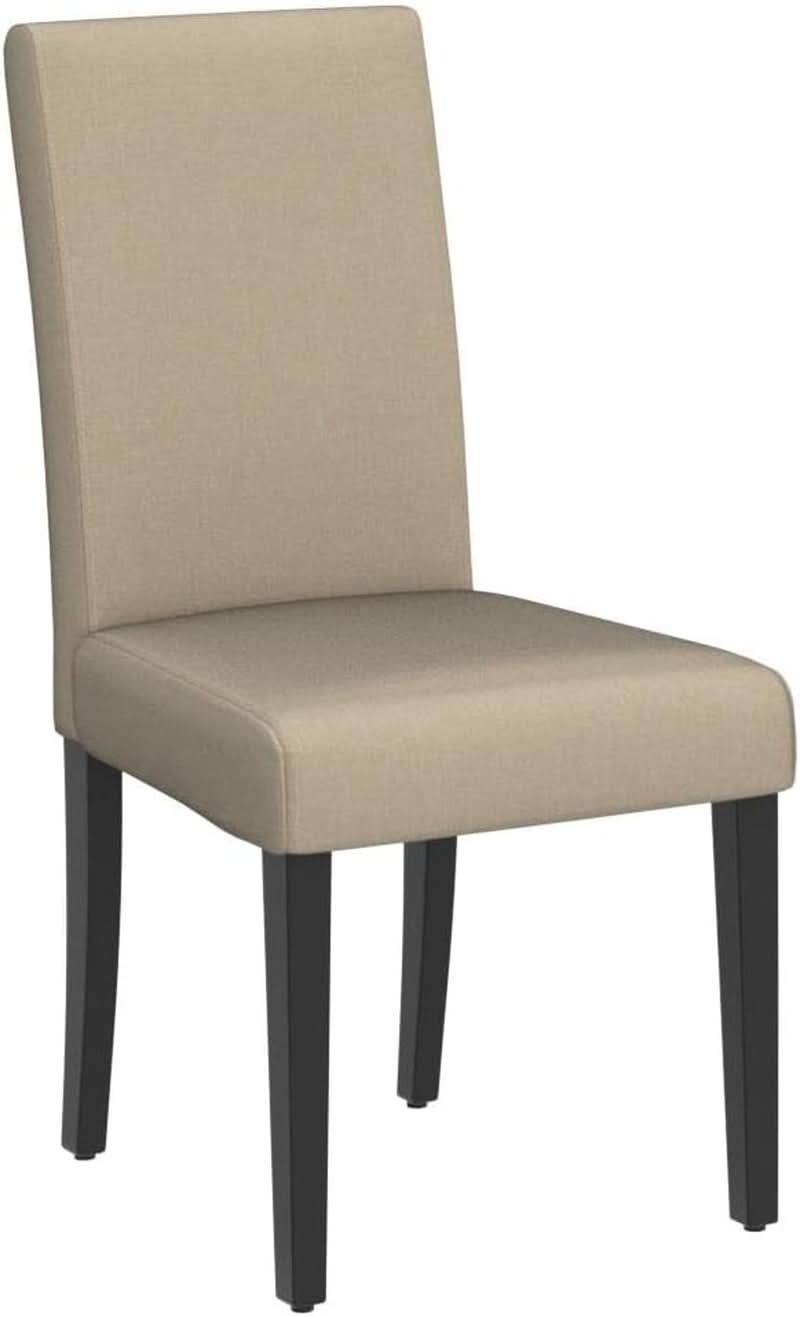 Khaki Upholstered Parson Dining Chair Set 4 Wood Legs