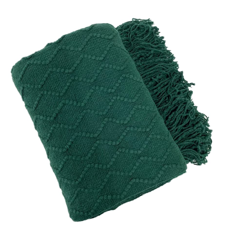Fennco Styles Modern Textured Weave Knit Throw with Fringe 50" W x 60" L - Chevron Throw Blanket for Sofa, Couch, Living Room, Bedroom Décor