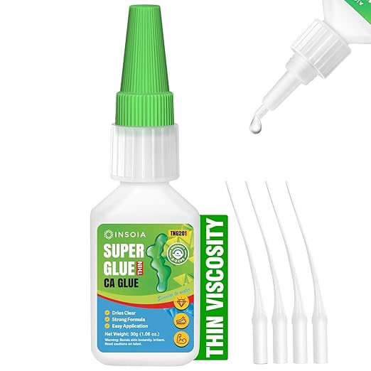 Thin CA Glue, 30g Premium Cyanoacrylate Super Glue Fast Drying 2 CPS Viscosity Adhesive for Woodturning, Pen Making, Hobby, Fossil Prep, Inlays, Hardening, Stabilizing&More