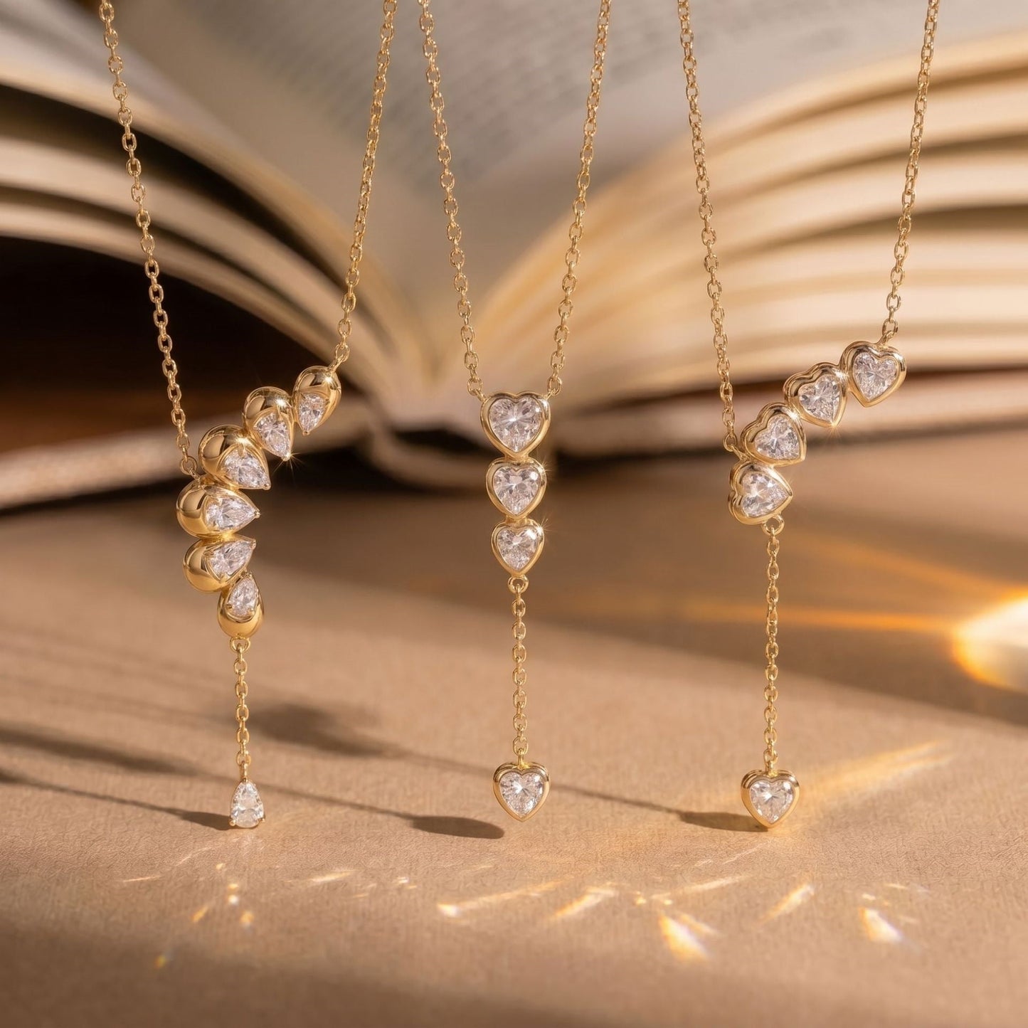 Waterdrop-shaped Diamond-studded Tassel Necklace