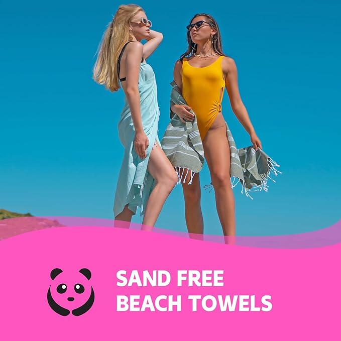 HAVLULAND Turkish Beach Towels Oversized -100% Turkish Cotton Super Soft Lightweight - Absorbent and Quick Drying Bath Towel - Sand Free Beach Towel - Turkish Towels for Adults (Aquamarine, 12 Pack)