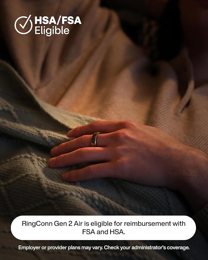 RingConn Gen 2 Air, Ultra-Thin AI Smart Ring, 10-Day Battery Life, Fitness/Sleep/Stress/HR Tracker for Women&Men, No App Fee for Standard Features, iOS & Android Compatible (Size 7, Dune Gold)