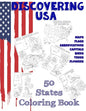 Discovering USA: 50 States coloring book: Maps, Flags, Abbreviations, Capitals, Birds, Trees, Flowers - Paperback